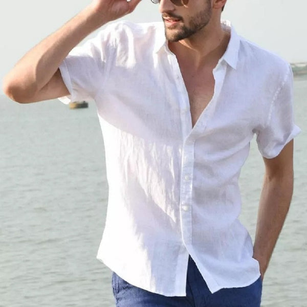 Summer Casual Shirts for Men Short Sleeve Linen cotton Shirt Masculina Camisa Slim Fit Male Blouse Homme Chemise Plus Size Men