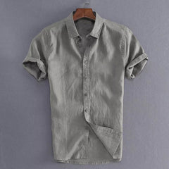 Summer Casual Shirts for Men Short Sleeve Linen cotton Shirt Masculina Camisa Slim Fit Male Blouse Homme Chemise Plus Size Men