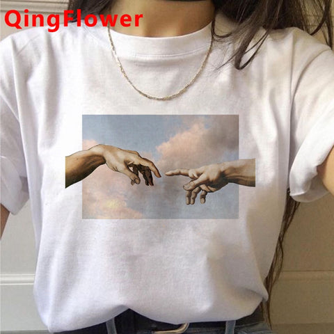 Michelangelo Aesthetic Harajuku T Shirt Women Ullzang Vaporwave T-shirt Vintage 90s Graphic Tshirt Fashion Anime Top Tees Female