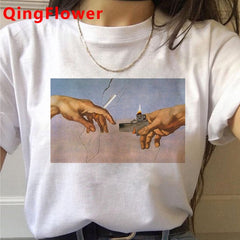 Michelangelo Aesthetic Harajuku T Shirt Women Ullzang Vaporwave T-shirt Vintage 90s Graphic Tshirt Fashion Anime Top Tees Female