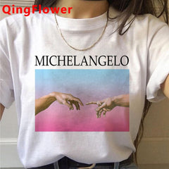 Michelangelo Aesthetic Harajuku T Shirt Women Ullzang Vaporwave T-shirt Vintage 90s Graphic Tshirt Fashion Anime Top Tees Female