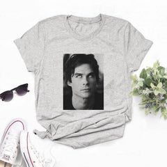 The Vampire Diaries Tshirt Summer Loose Tee Shirt Femme Girls Ulzzang Casual T Shirt Harajuku Kawaii 90s Cool T-shirt Streetwear