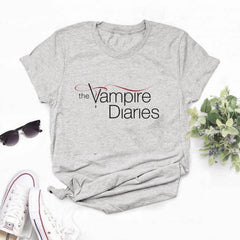 The Vampire Diaries Tshirt Summer Loose Tee Shirt Femme Girls Ulzzang Casual T Shirt Harajuku Kawaii 90s Cool T-shirt Streetwear