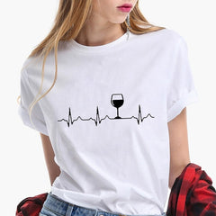 Camisetas Tee Tops T-Shirt Women Rose Gold Wine Glasses Print T-Shirt Black Casual Ladies Tshirt 2020 Summer T Shirt Female Tees