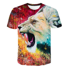 Men's T-Shirts 3D Printed Animal Tiger t shirt Short Sleeve Funny Design Casual Tops Tees Male Halloween t shirt Asian size 6XL