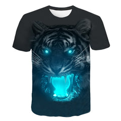 Men's T-Shirts 3D Printed Animal Tiger t shirt Short Sleeve Funny Design Casual Tops Tees Male Halloween t shirt Asian size 6XL