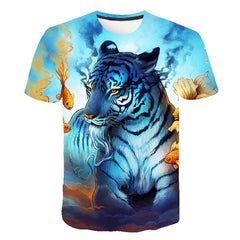 Men's T-Shirts 3D Printed Animal Tiger t shirt Short Sleeve Funny Design Casual Tops Tees Male Halloween t shirt Asian size 6XL