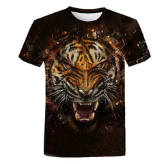 Men's T-Shirts 3D Printed Animal Tiger t shirt Short Sleeve Funny Design Casual Tops Tees Male Halloween t shirt Asian size 6XL