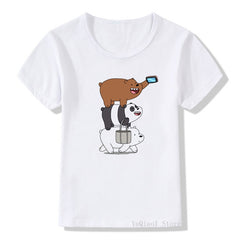 Funny Three bears cartoon print tshirt kids summer top baby boys girls clothes harajuku cute child t-shirts graphic t shirts