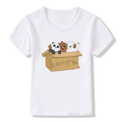 Funny Three bears cartoon print tshirt kids summer top baby boys girls clothes harajuku cute child t-shirts graphic t shirts