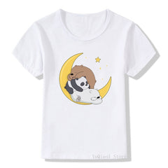 Funny Three bears cartoon print tshirt kids summer top baby boys girls clothes harajuku cute child t-shirts graphic t shirts