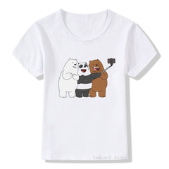 Funny Three bears cartoon print tshirt kids summer top baby boys girls clothes harajuku cute child t-shirts graphic t shirts