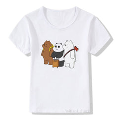 Funny Three bears cartoon print tshirt kids summer top baby boys girls clothes harajuku cute child t-shirts graphic t shirts