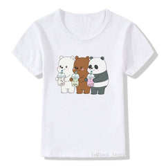 Funny Three bears cartoon print tshirt kids summer top baby boys girls clothes harajuku cute child t-shirts graphic t shirts