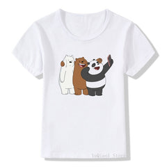 Funny Three bears cartoon print tshirt kids summer top baby boys girls clothes harajuku cute child t-shirts graphic t shirts