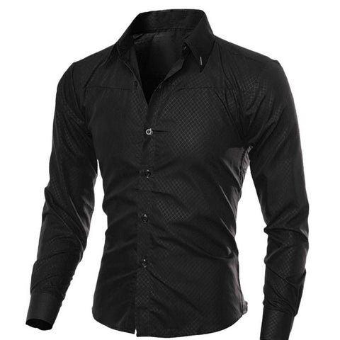 Spring Long Sleeve Formal Shirts For Men Solid Slim Basic Turn-down Collar Business Dress Shirts Camisas Masculina