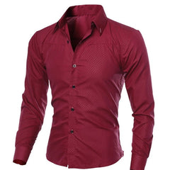 Spring Long Sleeve Formal Shirts For Men Solid Slim Basic Turn-down Collar Business Dress Shirts Camisas Masculina