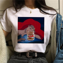 2020 New Women T-Shirt Nutella Funny Print Top Female T Shirts 90s Harajuku Cartoon Clothing Casual O-neck Ladies Tee Tops Shirt