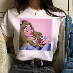 2020 New Women T-Shirt Nutella Funny Print Top Female T Shirts 90s Harajuku Cartoon Clothing Casual O-neck Ladies Tee Tops Shirt