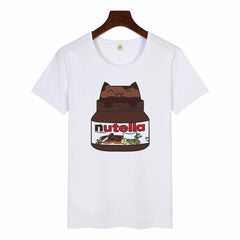 2020 New Women T-Shirt Nutella Funny Print Top Female T Shirts 90s Harajuku Cartoon Clothing Casual O-neck Ladies Tee Tops Shirt