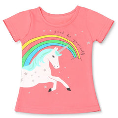 HIPAC Fashion Unicorn Girls T-shirt Children Short Sleeves White Tees For Boys Baby Kids Cotton Tops For Girls Clothes 3-8 Y