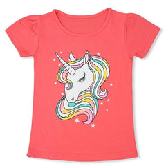 HIPAC Fashion Unicorn Girls T-shirt Children Short Sleeves White Tees For Boys Baby Kids Cotton Tops For Girls Clothes 3-8 Y