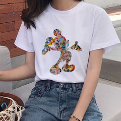 Female T Shirt Punk Vintage Mouse Cartoon T-shirt Fashion O-Neck T-shirts Women Casual Harajuku Short Sleeve Shirt Summer Tops