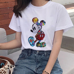 Female T Shirt Punk Vintage Mouse Cartoon T-shirt Fashion O-Neck T-shirts Women Casual Harajuku Short Sleeve Shirt Summer Tops