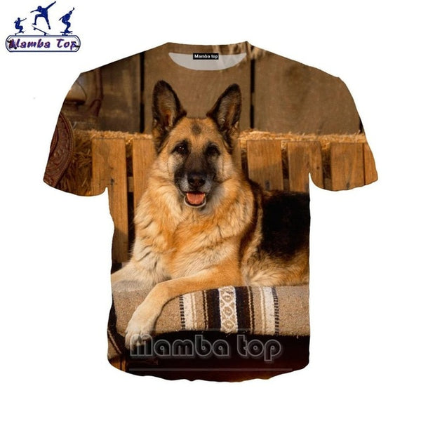 Mamba top Men's T-shirts 3D Hot Cute Animal German Shepherd Dog T Shirt Street Tees Women Tshirt Beach Hip Hop Men Pullover E019