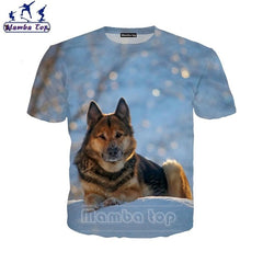 Mamba top Men's T-shirts 3D Hot Cute Animal German Shepherd Dog T Shirt Street Tees Women Tshirt Beach Hip Hop Men Pullover E019