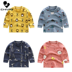 2020 Spring Autumn Kids Boys T Shirt Cute Cartoon Print Long Sleeve Baby Girls T-shirts O-neck Cotton Children T-shirt Tops