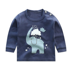 2020 Spring Autumn Kids Boys T Shirt Cute Cartoon Print Long Sleeve Baby Girls T-shirts O-neck Cotton Children T-shirt Tops