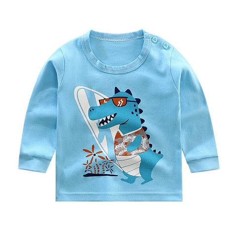 2020 Spring Autumn Kids Boys T Shirt Cute Cartoon Print Long Sleeve Baby Girls T-shirts O-neck Cotton Children T-shirt Tops