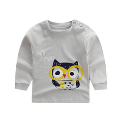 2020 Spring Autumn Kids Boys T Shirt Cute Cartoon Print Long Sleeve Baby Girls T-shirts O-neck Cotton Children T-shirt Tops