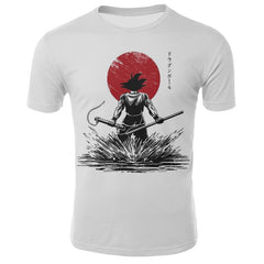 2020 new men's white T-shirt summer fashion Dragon Ball series Wukong 3D printing animation all-match personality T-shirt