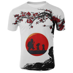 2020 new men's white T-shirt summer fashion Dragon Ball series Wukong 3D printing animation all-match personality T-shirt