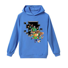 Long Sleeve Minecrafters Children T-Shirts Boys Kids Autumn Kids Girls Tops 3-16 Years Children Clothes Cartoon Car Hooded