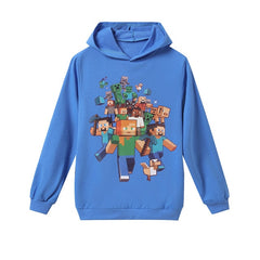 Long Sleeve Minecrafters Children T-Shirts Boys Kids Autumn Kids Girls Tops 3-16 Years Children Clothes Cartoon Car Hooded