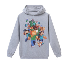 Long Sleeve Minecrafters Children T-Shirts Boys Kids Autumn Kids Girls Tops 3-16 Years Children Clothes Cartoon Car Hooded