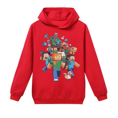 Long Sleeve Minecrafters Children T-Shirts Boys Kids Autumn Kids Girls Tops 3-16 Years Children Clothes Cartoon Car Hooded