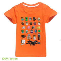 Minecrafting Anime Summer Clothes For Kids Creeper Short Sleeve T-shirt 100% Cotton Leisure Fashion Children Boys Girls Tops