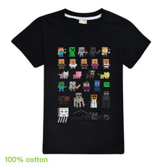 Minecrafting Anime Summer Clothes For Kids Creeper Short Sleeve T-shirt 100% Cotton Leisure Fashion Children Boys Girls Tops