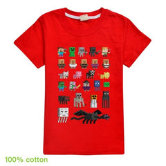 Minecrafting Anime Summer Clothes For Kids Creeper Short Sleeve T-shirt 100% Cotton Leisure Fashion Children Boys Girls Tops