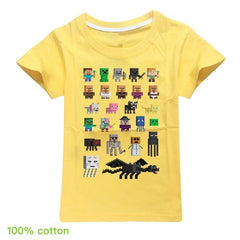 Minecrafting Anime Summer Clothes For Kids Creeper Short Sleeve T-shirt 100% Cotton Leisure Fashion Children Boys Girls Tops