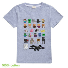 Minecrafting Anime Summer Clothes For Kids Creeper Short Sleeve T-shirt 100% Cotton Leisure Fashion Children Boys Girls Tops