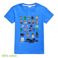 Minecrafting Anime Summer Clothes For Kids Creeper Short Sleeve T-shirt 100% Cotton Leisure Fashion Children Boys Girls Tops