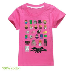 Minecrafting Anime Summer Clothes For Kids Creeper Short Sleeve T-shirt 100% Cotton Leisure Fashion Children Boys Girls Tops