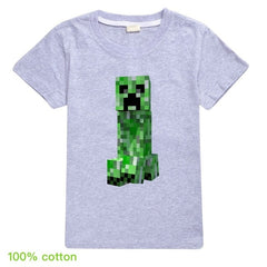 Minecrafting Anime Summer Clothes For Kids Creeper Short Sleeve T-shirt 100% Cotton Leisure Fashion Children Boys Girls Tops