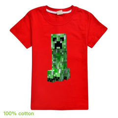 Minecrafting Anime Summer Clothes For Kids Creeper Short Sleeve T-shirt 100% Cotton Leisure Fashion Children Boys Girls Tops