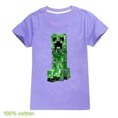 Minecrafting Anime Summer Clothes For Kids Creeper Short Sleeve T-shirt 100% Cotton Leisure Fashion Children Boys Girls Tops